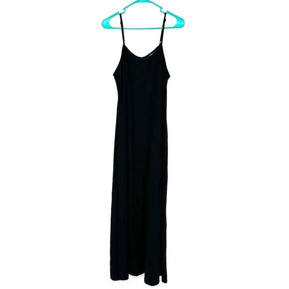 Mossimo Size Large Black Slip Dress Maxi Adjustable Straps Long Basic‎ Everyday - Picture 1 of 4